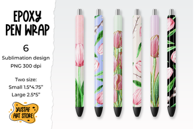 Tulip flowers epoxy pen wrap sublimation design