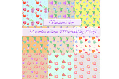 Watercolor Valentine&#039;s Day Heart   Seamless Pattern