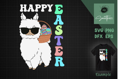 Easter holiday cute llama Easter bunny