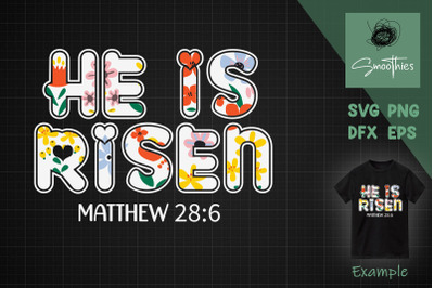 He is Risen Matthew 28-6 Happy Easter