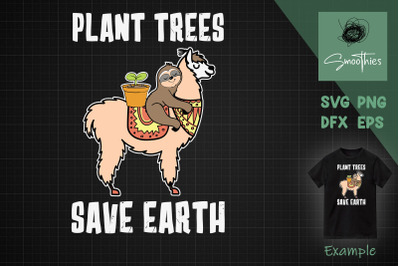 Earth Day Svg Llama Sloth Trees