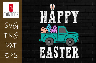 Happy Easter Pickup Truck Bunny Eggs