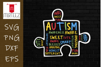 Autism Puzzle Piece Words Autistic