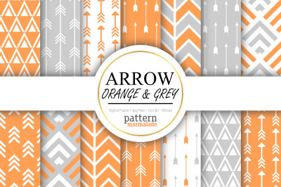 Arrow Orange And Grey Digital Paper - Seamless Arrow Pattern - BV030B