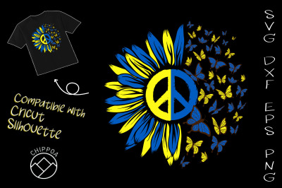 Sunflower Ukrainian Flag Butterfly