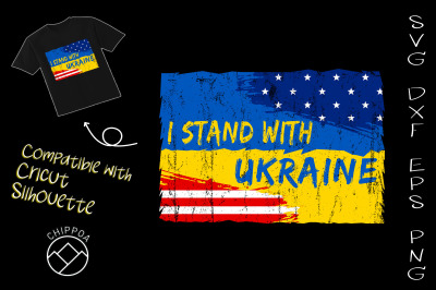 I Stand With Ukraine American Flag