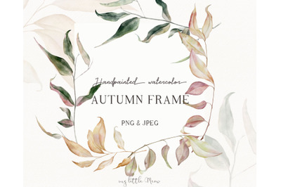 Autumn wedding frame watercolor fall clip #w76