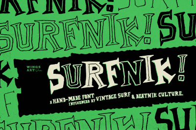 Surfnik - A Hand-Made Vintage Surf and Beatnik Font