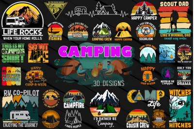 Camping TShirt Design Bundle