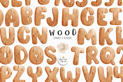 Wood alphabets and numbers clipart, wood alphabet clipart, wood letter