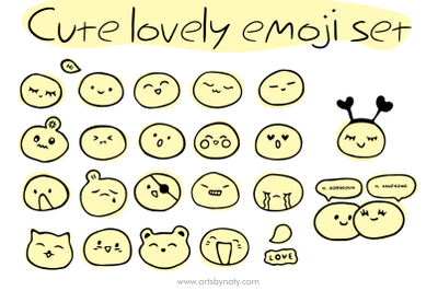 Cute lovely emoji set SVG illustration.