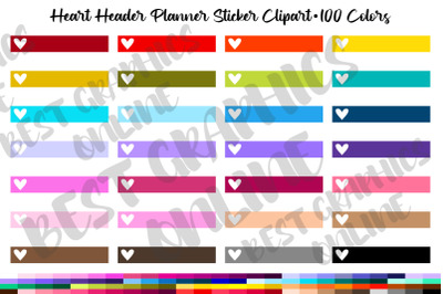 Heart Checkbox task header box planner stickers clipart set