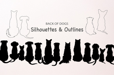 Back of Dogs Silhouettes, Outlines, SVG