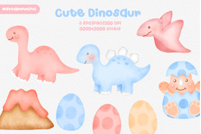 Watercolor cute Dinosaur clipart