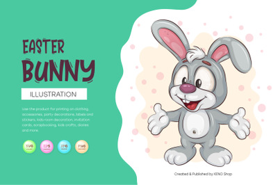 Cartoon Easter Bunny. T-Shirt&2C; PNG&2C; SVG.