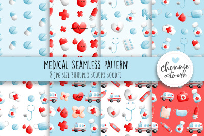 Medical seamless pattern, medical seamless background, hospital patter