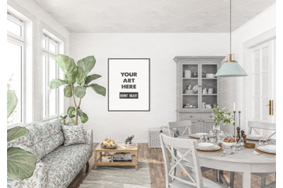 Interior scene artwork background frame mockup