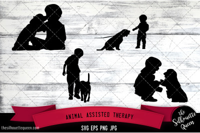 Animal Assisted Therapy Silhouette Vector SVG