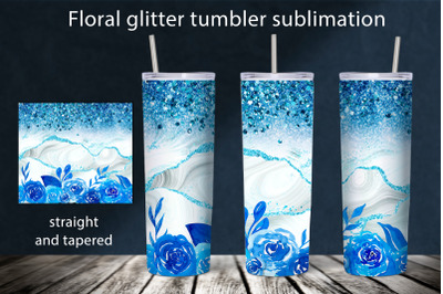 Floral seamless tumbler sublimation 20oz glitter wrap design