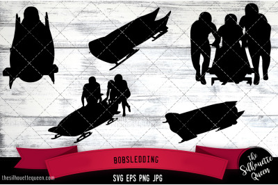 Bobsledding Silhouette Vector SVG