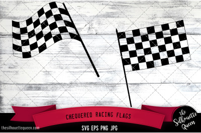 Chequered Racing Flags Silhouette Vector SVG