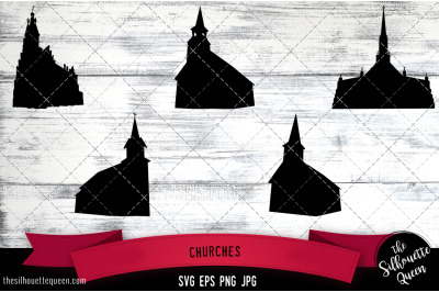 Churches Silhouette Vector SVG