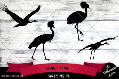 Crowned Crane Silhouette Vector SVG