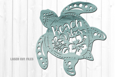 Beach Vibes Sign Sea Turtle SVG Laser Cut Files Glowforge CNC Router