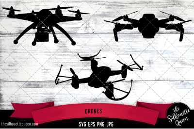 Drones Silhouette Vector SVG