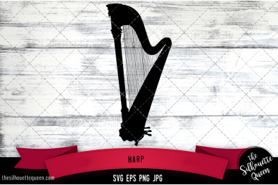 Harp Silhouette Vector SVG