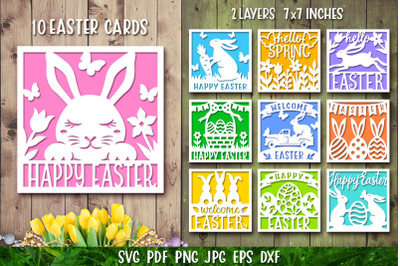 Easter Paper Cut SVG| Happy Easter Card| Easter Bunny Card