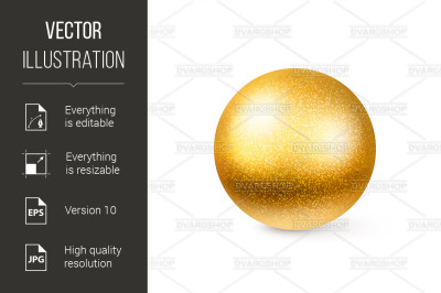 3D Glitter golden sphere