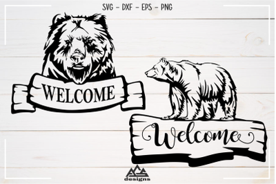 Bear Grizzly Welcome Sign Decals Svg Design