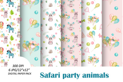 Baby animals birthday party digital paper