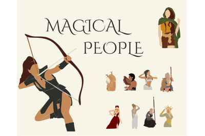 Magical people, magical creatures, abstract portrait