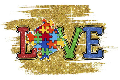 Love Autism Puzzle Bling Sublimation