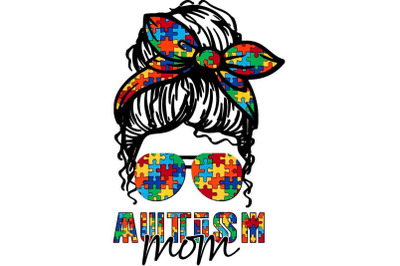 Autism Mom Messy Bun Sublimation