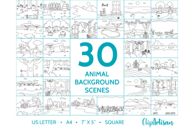Animal Background Scene Clip Art Digital Stamps
