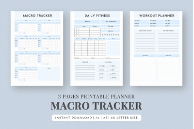 Macro Tracker Printable Planner | A4 A5