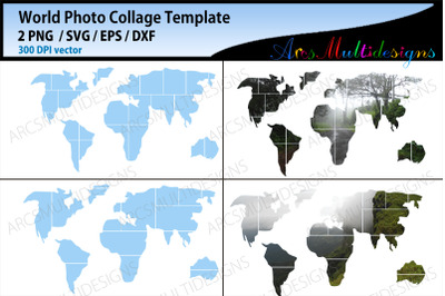 World map photo collage template