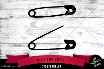 Safety Pins Silhouette Vector SVG