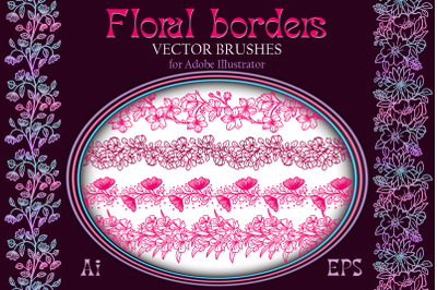 Floral borders. Vector brushes for Adobe Illustrator