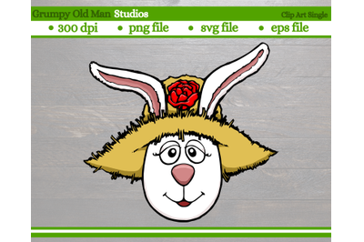 mrs easter bunny with straw hat