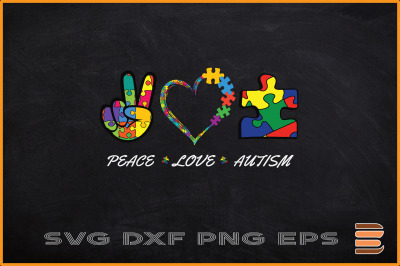 Peace Love Autism Awareness Puzzle