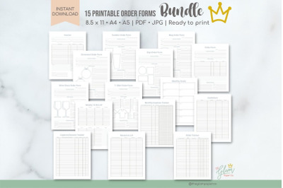 15 Printable Order forms and Trackers, KDP Interior