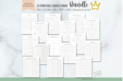 15 Printable Order forms and Trackers, KDP Interior