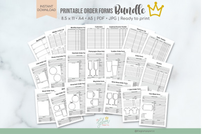 21 Printable Order forms and Trackers, KDP Interior