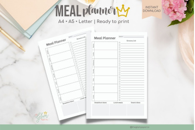 Weekly Meal Planner Printable , Planner set. A4, A5, &amp; US Letter,A5 Pl