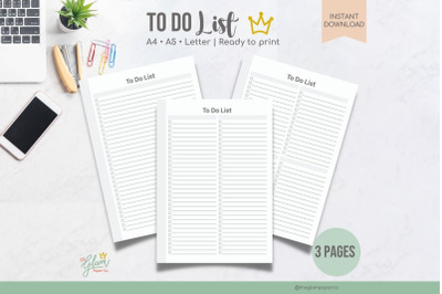 Printable to do list, Planner set. A4, A5, &amp; US Letter,A5 Planner Inse