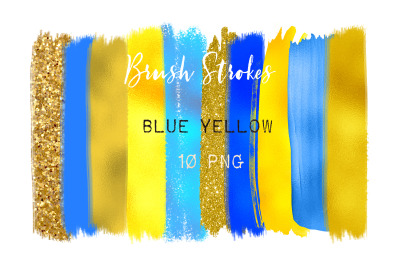 Blue Yellow Brush Strokes Clip Art